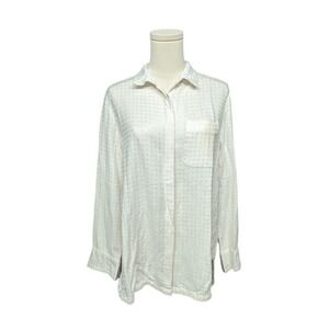 ANTHRO MAEVE Small Top Sequin All‎ Over Hidden Button Front Long Sleeve